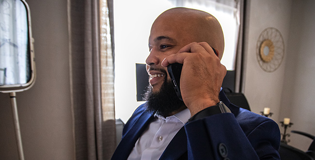 Terrance talking on the phone
